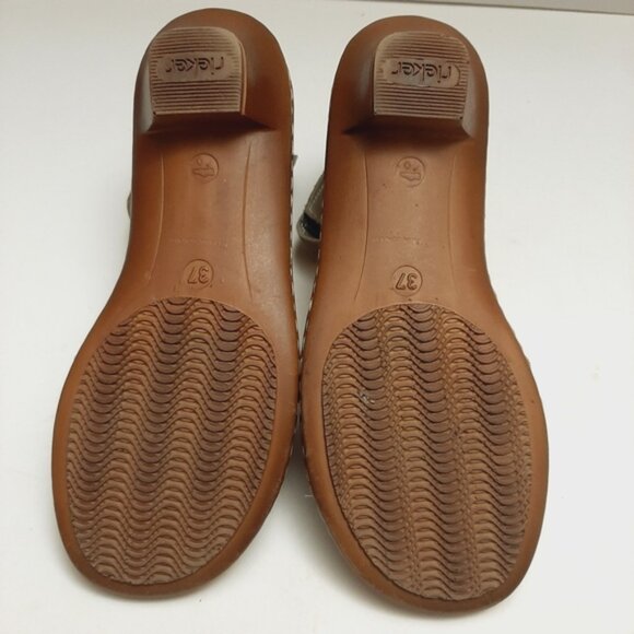 RIEKER \ Studded Gem Low Heel Open Toe Sandal Ankle Strap Taupe Gray Eur 37 US 6 - Picture 13 of 15